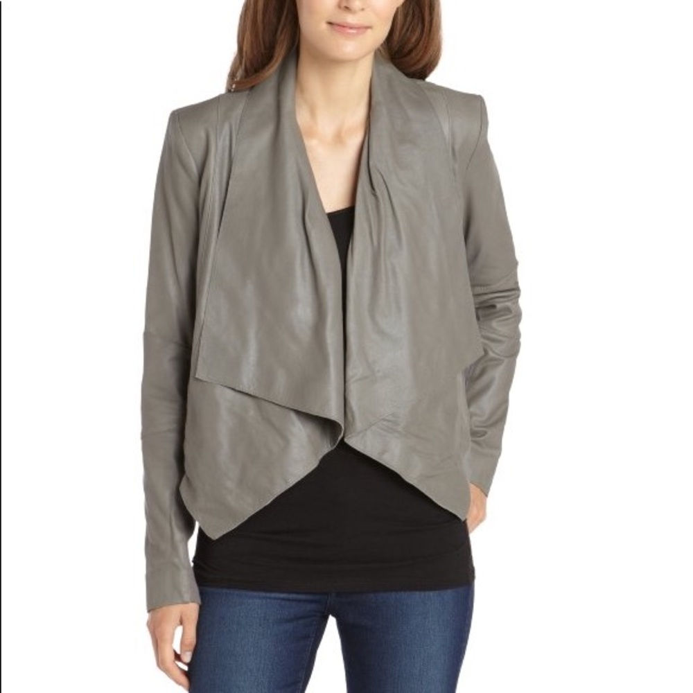 Bcbg maxazria Leather Drape Front Jacket